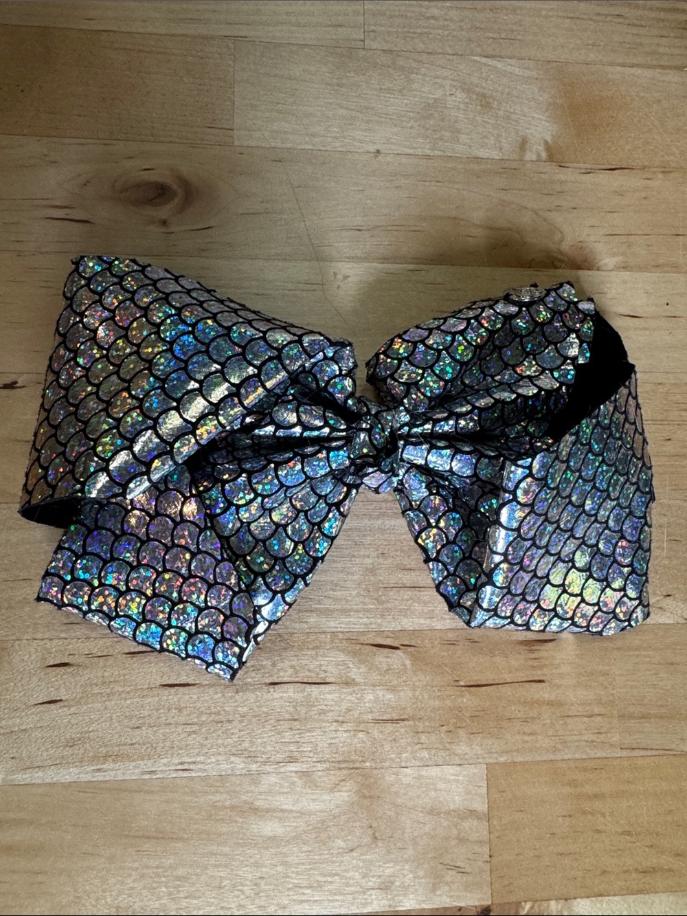 Holographic Mermaid Scale Hair Bow for Kids - Iridescent Black